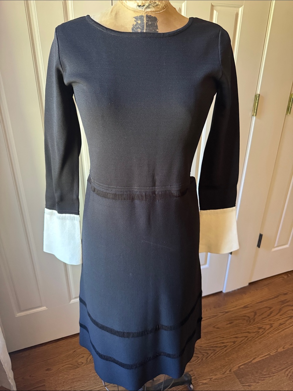 Charli black and white knit dress , beautiful stitch detail small